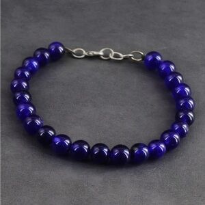 Natural Amethyst Beaded Bracelet | 8mm Purple Gemstones | 7-8” Lobster Clasp
